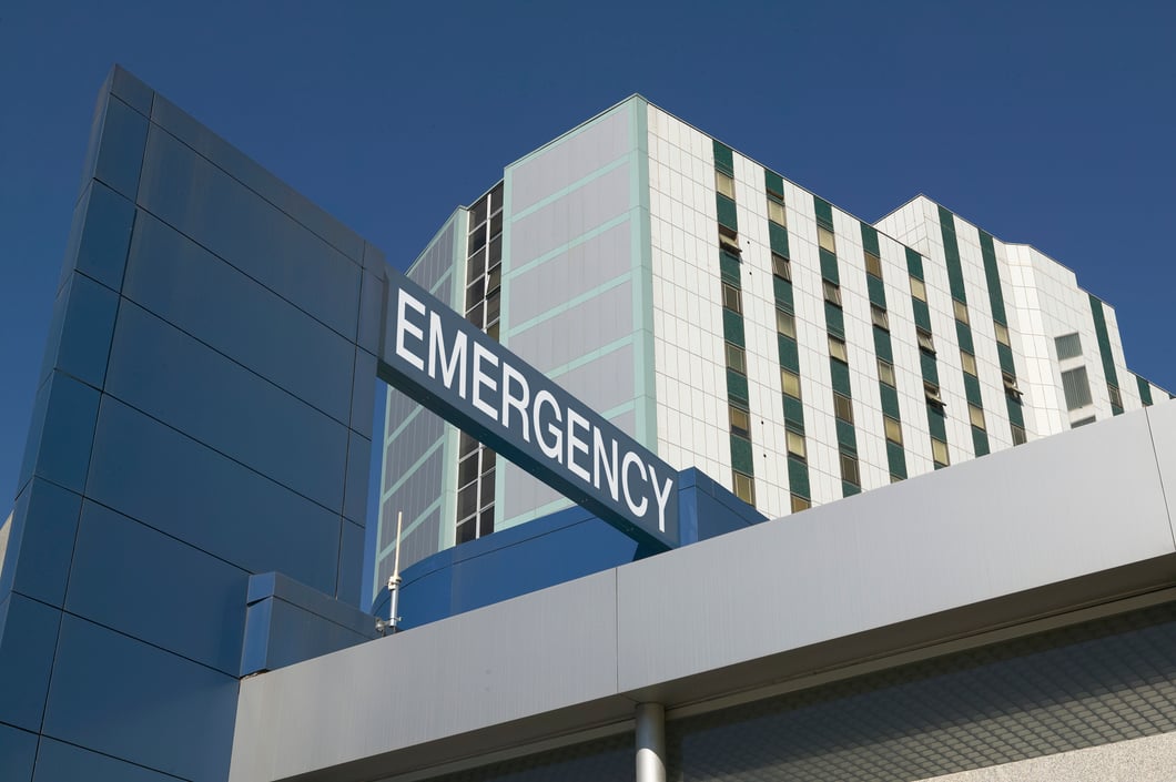 Exterior of hospital with an 